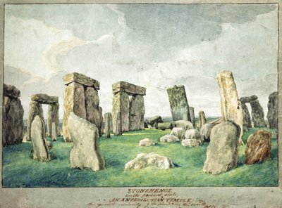 Stonehenge dans son état actuel, un temple antédiluvien, 1821 - English School