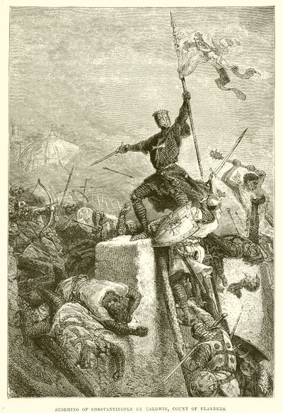 Prise de Constantinople par Baudouin, comte de Flandre - English School