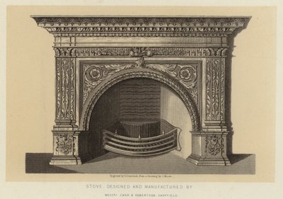 Poêle, conçu et fabriqué par MM. Carr et Robertson Sheffield (litho) - English School