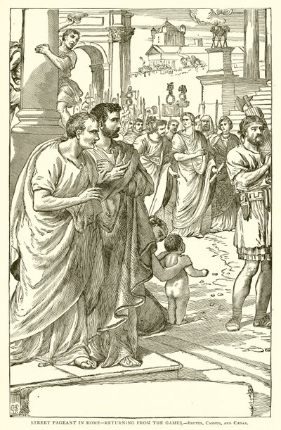 Cortège de rue à Rome--Retour des jeux.--Brutus, Cassius et César - English School