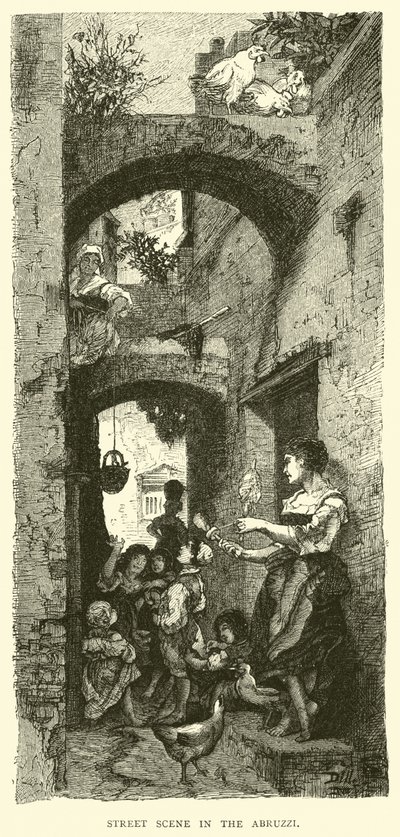 Scène de rue dans les Abruzzes - English School
