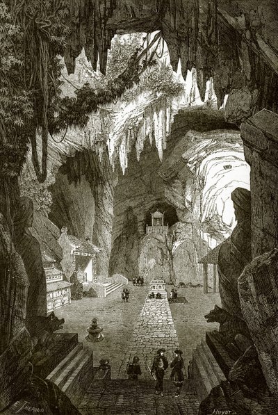 Temple bouddhiste souterrain dans les rochers de marbre près de Touraine, en Cochinchine - English School