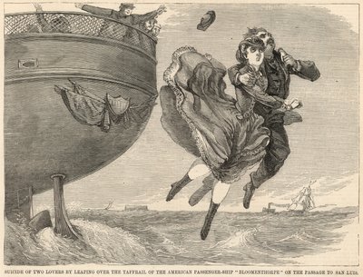 Suicide de deux amants en sautant par-dessus le bastingage du navire américain Bloomenthorpe - English School