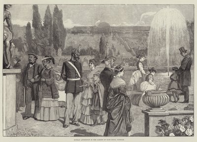 Dimanche après-midi dans le jardin de Sans Souci, Potsdam (gravure) - English School