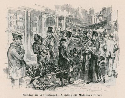 Dimanche à Whitechapel - une voie de garage près de Middlesex Street, Londres - English School