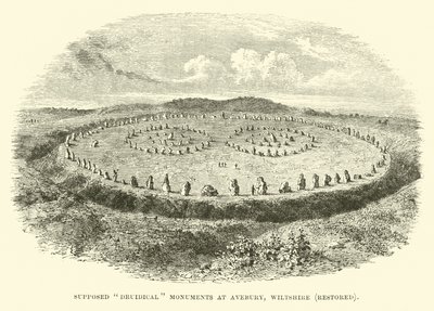 Monuments supposés druidiques à Avebury, Wiltshire, restaurés - English School