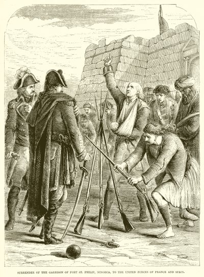Reddition de la garnison de Fort St. Philip, Minorque, aux forces unies de la France et de l