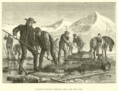 Paysans suédois draguant du minerai de fer lacustre - English School