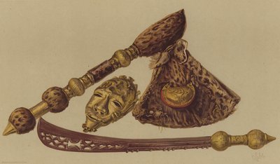 Épée, hache et masque d