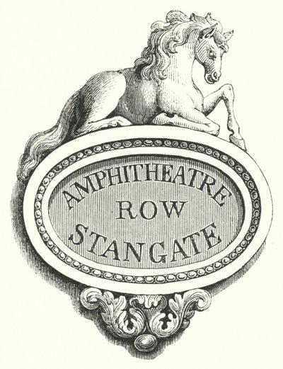 Tablettes pour coins de rue, Amphitheatre Row, Stangate (gravure) - English School