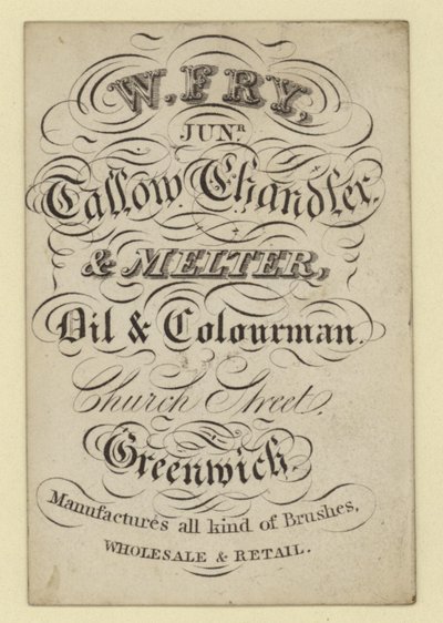 Fabricant de chandelles et fondeur, W Fry - English School