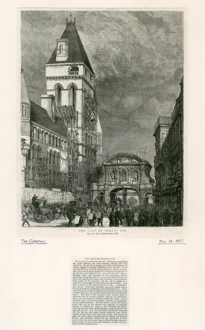 Temple Bar, Londres. Démolition, 1877 - English School