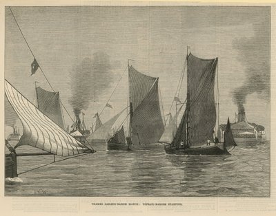 Course de barges à voile sur la Tamise - English School