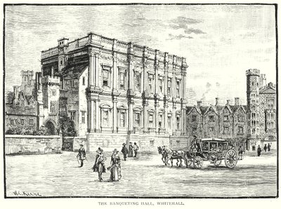 La salle des banquets, Whitehall (gravure) - English School