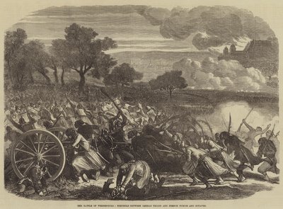 La bataille de Weissenburg, lutte entre les troupes allemandes et les Turcos et Zouaves français (gravure) - English School