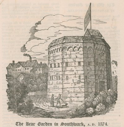 Le Bear Garden à Southwark, Londres, en 1574 - English School