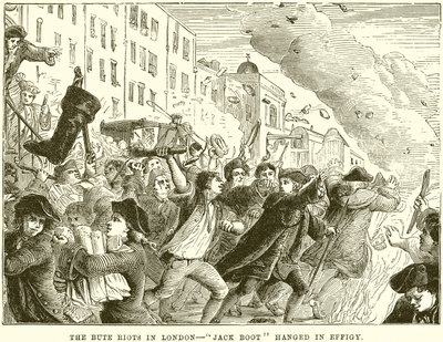 Les émeutes de Bute à Londres - Jack Boot pendu en effigie - English School