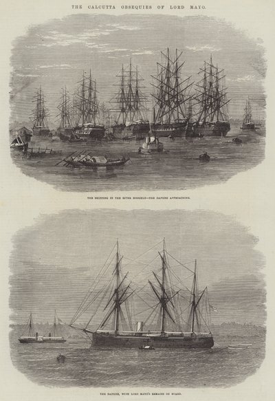 Les obsèques de Lord Mayo à Calcutta (gravure) - English School