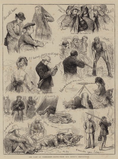 Le camp à Wimbledon, feuilles du carnet de croquis de notre artiste - English School