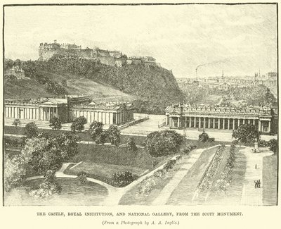 Le Château, Institution Royale et Galerie Nationale, depuis le Monument de Scott - English School