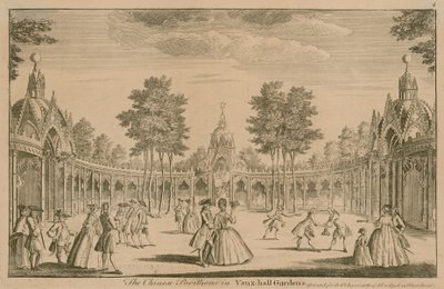 Les pavillons chinois dans les jardins de Vauxhall, Londres - English School