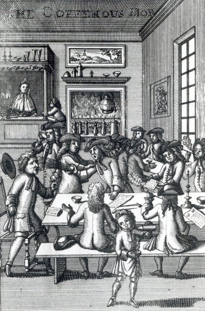 La foule du café, par Edward Ward, tiré de Vulgus Britannicus - English School