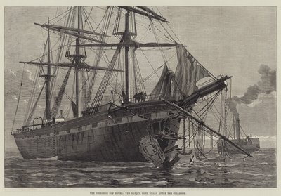 La collision au large de Douvres, le barque Moel Eilian après la collision (gravure) - English School