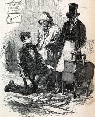 Le Garçon et la Fille Coster taquinant le Marchand de tartes - English School