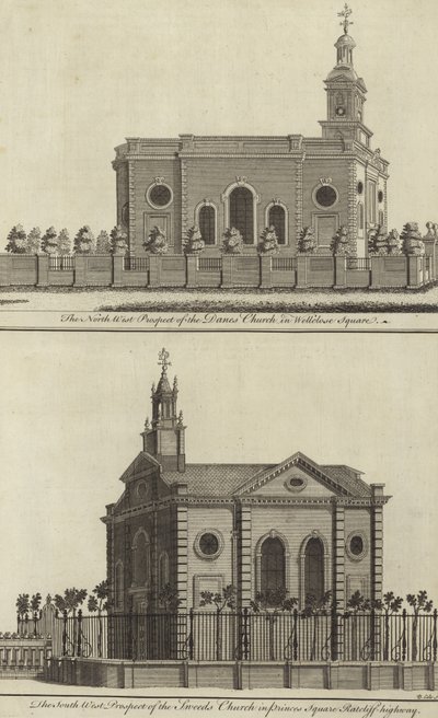 Église des Danois à Wellclose Square et Église des Suédois à Princes Square, Ratcliff Highway, Londres - English School