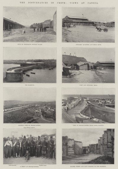 Les troubles en Crète, vues à Candia (gravure) - English School