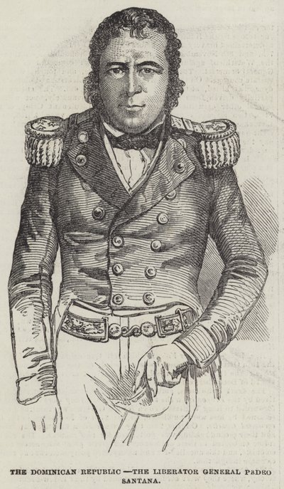 La République dominicaine, le libérateur général Pedro Santana (gravure) - English School