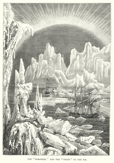 Le "Dorothea" et le "Trent" dans les glaces (gravure) - English School