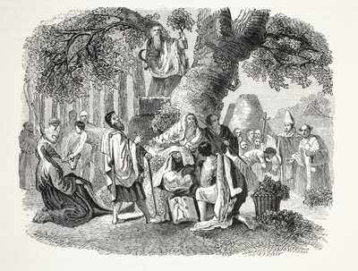 Les druides, ou la conversion des Bretons au christianisme par Bran et ses disciples, publié au 19ème siècle (gravure sur acier) - English School