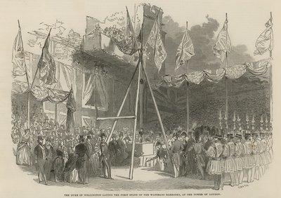 Le duc de Wellington posant la première pierre des casernes de Waterloo - English School