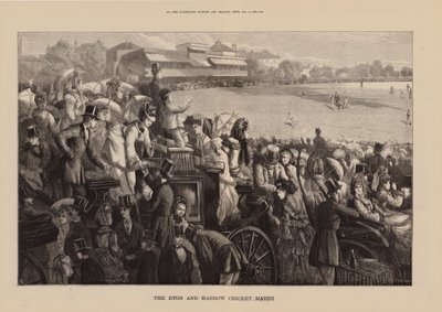 Le match de cricket entre Eton et Harrow (gravure) - English School