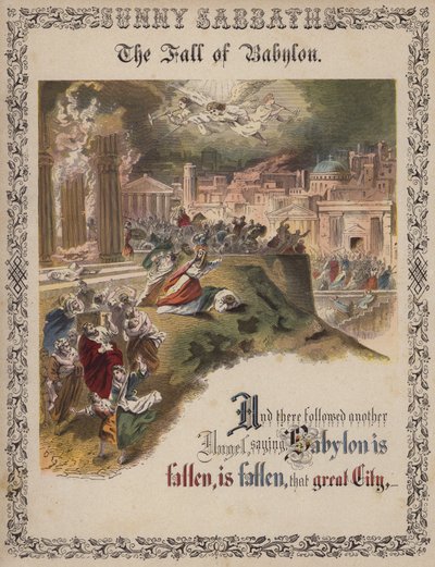 La chute de Babylone (gravure en couleur) - English School