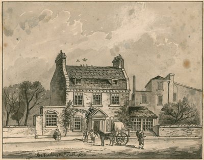 The Farthing Pie House, Londres, dessin original daté de 1820 - English School