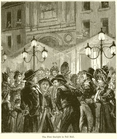 Le premier éclairage au gaz à Pall Mall - English School