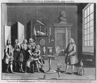 La première conférence en philosophie expérimentale, gravée pour le Universal Magazine, 1748 - English School