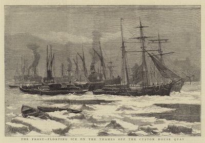 Le gel, glace flottante sur la Tamise au quai de la douane - English School
