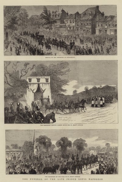 Les funérailles du défunt prince Louis Napoléon (gravure) - English School