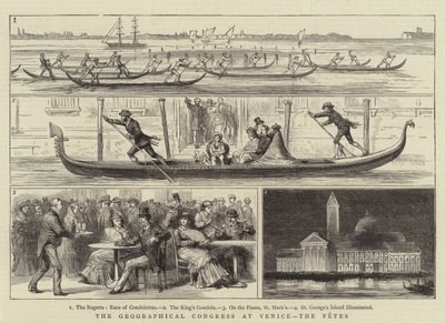 Le Congrès géographique à Venise, les fêtes (gravure) - English School