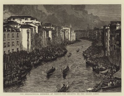 Le Congrès géographique à Venise, la régate sur le Grand Canal (gravure) - English School