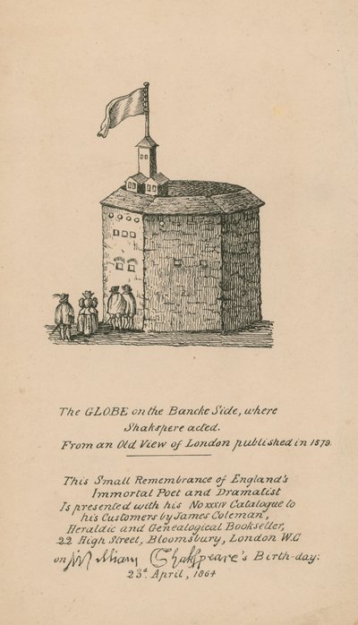Le Globe, Bankside, Londres, basé sur une ancienne vue de Londres publiée en 1579 - English School