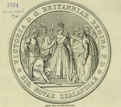 Le Grand Sceau de la Nouvelle-Zélande, de The Illustrated London News, 21 juin 1845 - English School