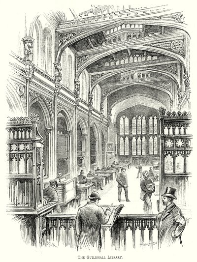 The Guildhall Library (gravure) - English School