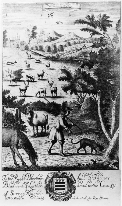 Le chasseur avec le chien de sang pour chasser le cerf, de 