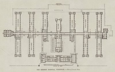 Hôpital Herbert, Woolwich, Plan du Rez-de-Chaussée (gravure) - English School