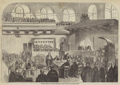 La Haute Cour de justice, Édimbourg, pendant le procès de Madeleine Smith (gravure) - English School