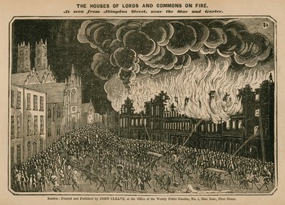 Les Chambres des Lords et des Communes en feu - English School